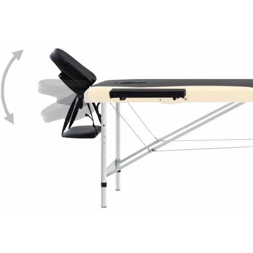 Klappbarer Massagetisch 2 Zonen Aluminium schwarz und beige