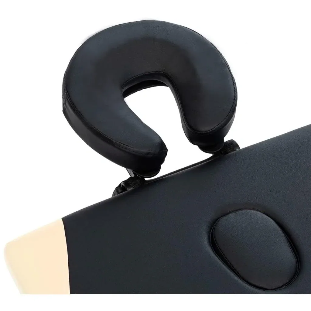 Klappbarer Massagetisch 2 Zonen Aluminium schwarz und beige