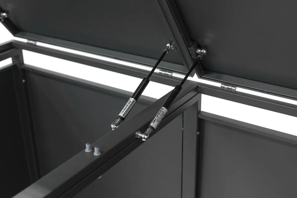 Westmann Mülltonnenbox Lacina für 2x 240 L, 132×80×116 cm, Holzoptik – pulverbeschichteter Stahl