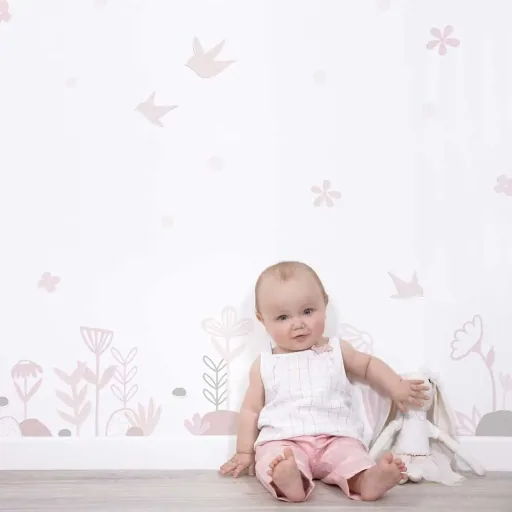 Lilipinso Wandsticker Schwalben und Blüten rosa