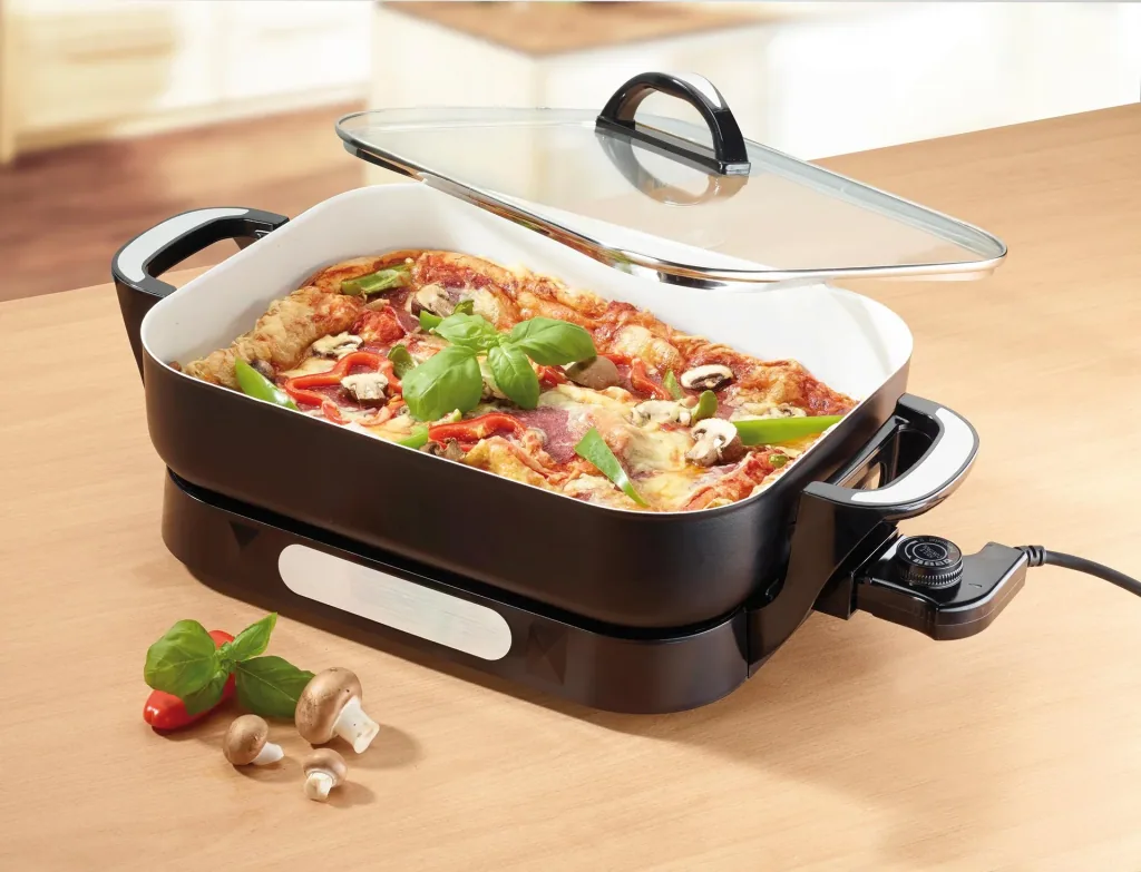 Keramik Multi-Buffetpfanne, 1500 Watt, mit Glasdeckel
