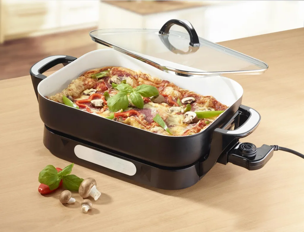 Keramik Multi-Buffetpfanne, 1500 Watt, mit Glasdeckel