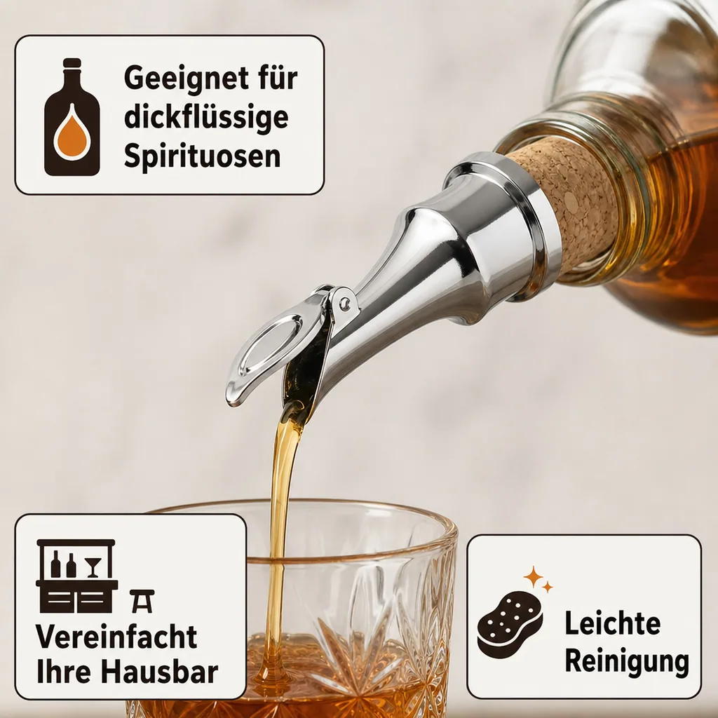 Flaschenausgießer, Ausgießer für flaschen - FROG, Metall-Ausg. mit Kläppchen und Naturkorken