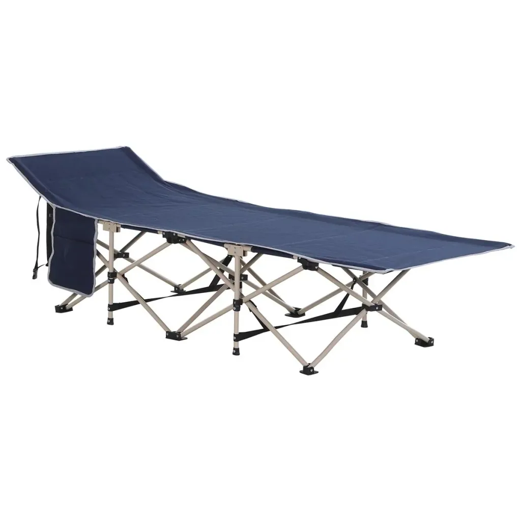 Feldbett mit Aufbewahrungstasche blau/beige