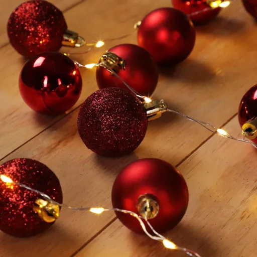 Weihnachtsbeleuchtung Kugeln 40-LED - Rot - 2m