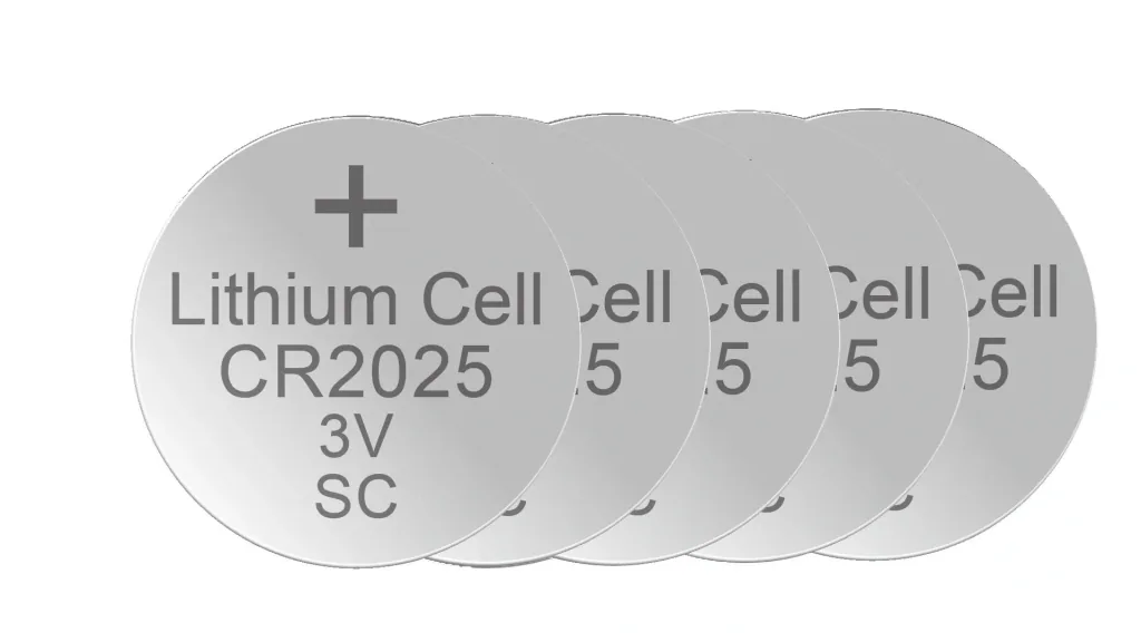 Lithium Knopfzelle CR2025, 3 Volt - 5 Stück