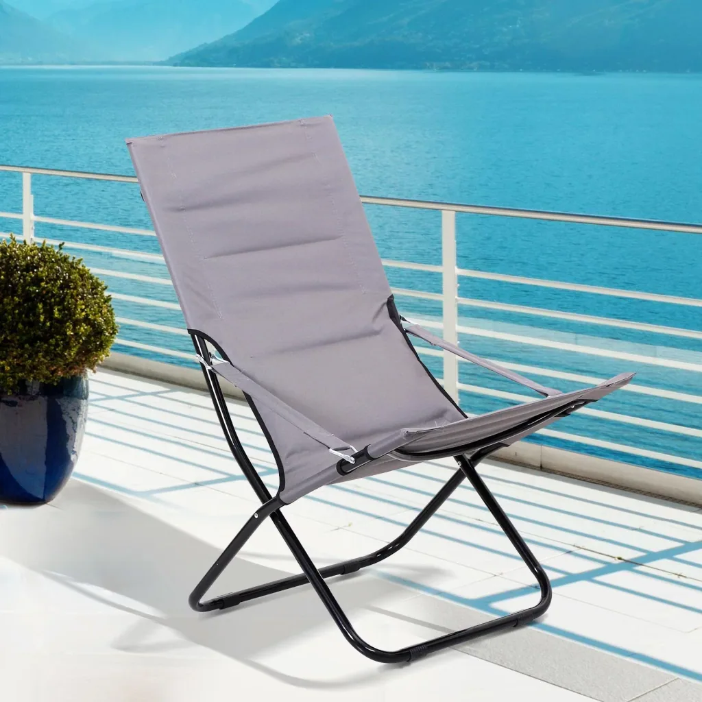Klappstuhl Campingstuhl Gartenstuhl Polstersessel Strand Balkon faltbar Grau 86 x 61 x 94 cm