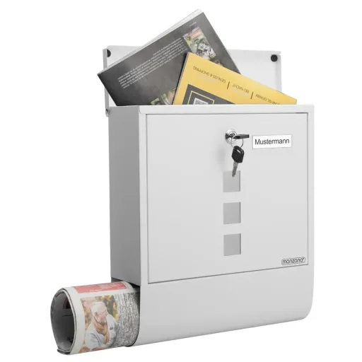 Briefkasten mit Zeitungshalter weiß 30,5x8,5x33,5cm