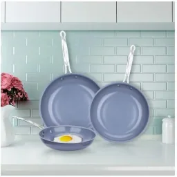 Keramik-Bratpfanne 3er-Set - 20, 24 und 28 cm - Grau