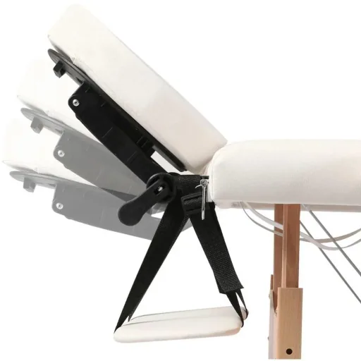 Klappbare Massageliege 3 Zonen mit Holzrahmen (creme)