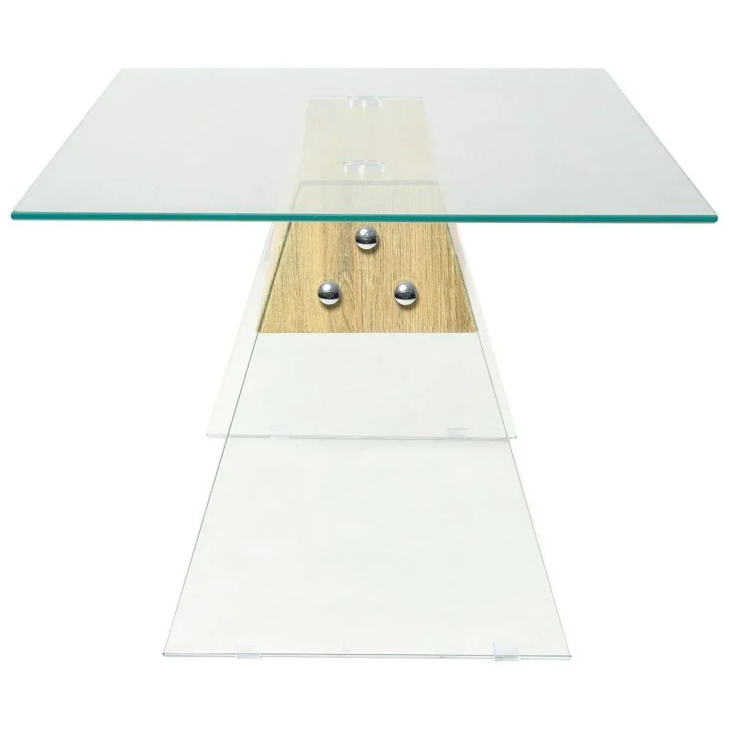 Couchtisch 110x55x40 cm MDF und Glas Farbe Eiche