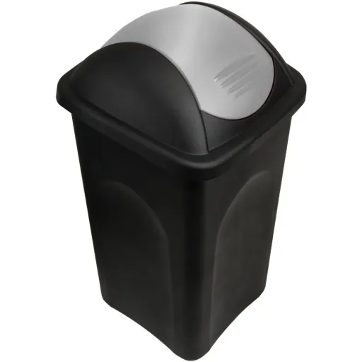 Abfallbehälter schwarz/silber 60L