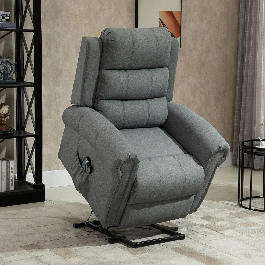 Massagesessel Massagestuhl Aufstehfunktion Wärmefunktion Fernbedienung Leinen 98 x 96 x 105 cm