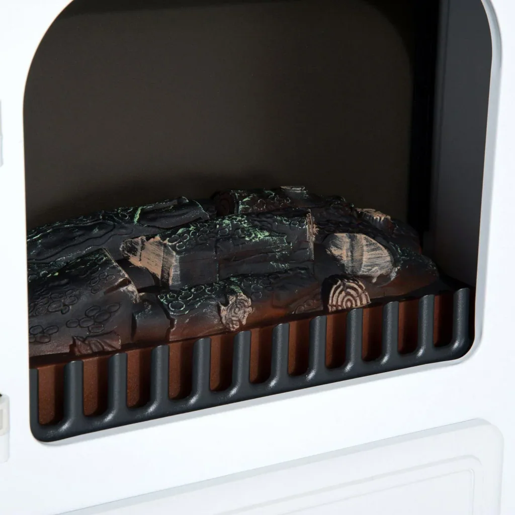 Elektrokamin Kaminofen Flammeneffekt Metall Glas Weiß L42 x B28 x H55 cm