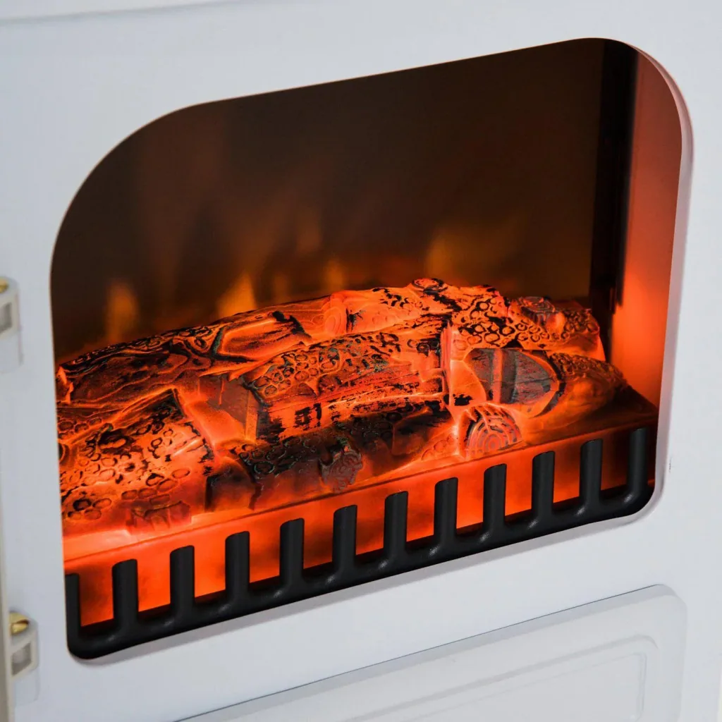 Elektrokamin Kaminofen Flammeneffekt Metall Glas Weiß L42 x B28 x H55 cm