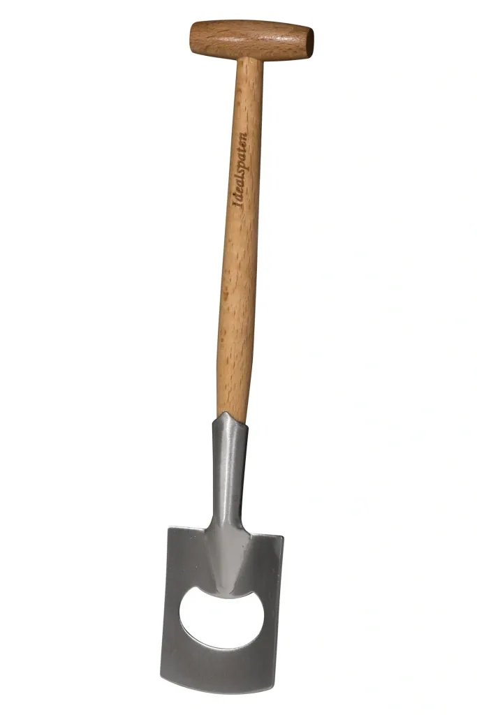 Spaten Freizeitspaten, Flaschenöffner, Holzgriff mit T-Stück