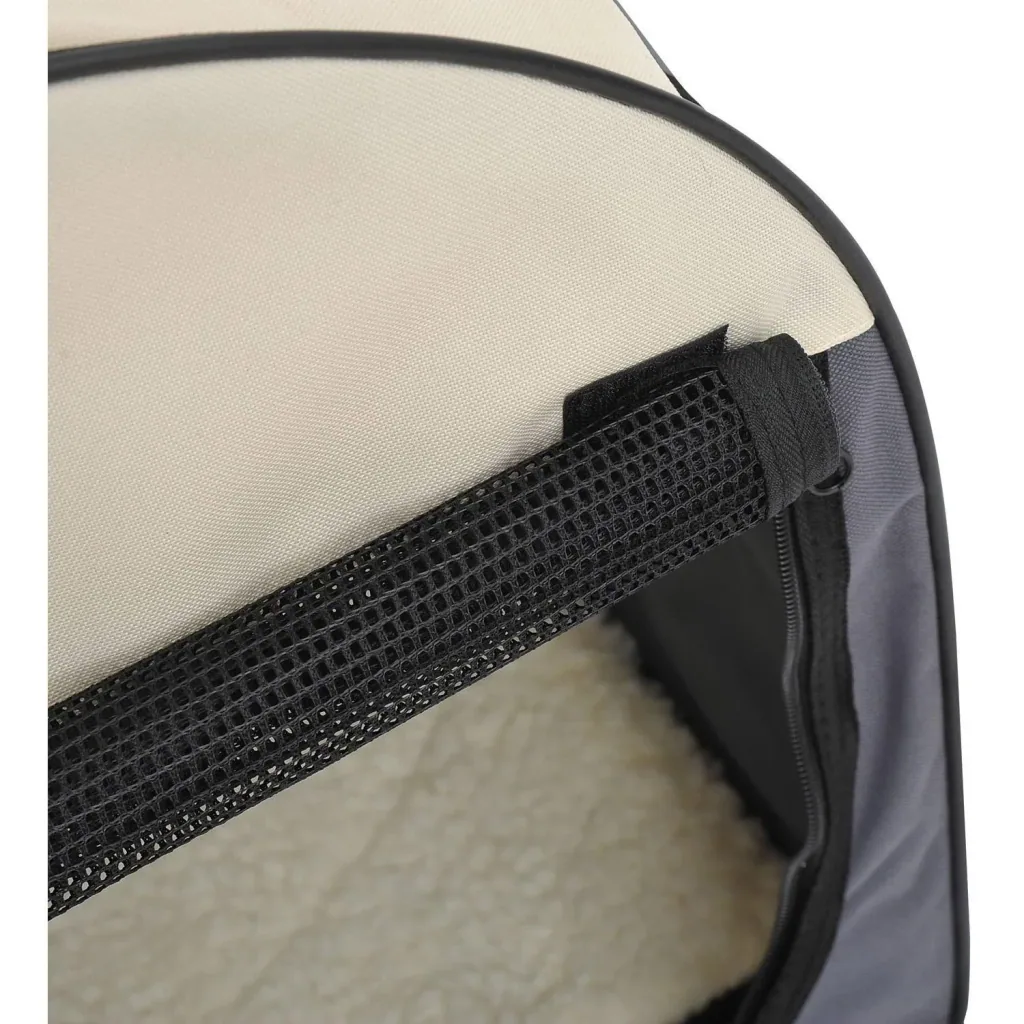 Hundetransportbox faltbar Größe S - 46x36x41 cm dunkelgrau-creme