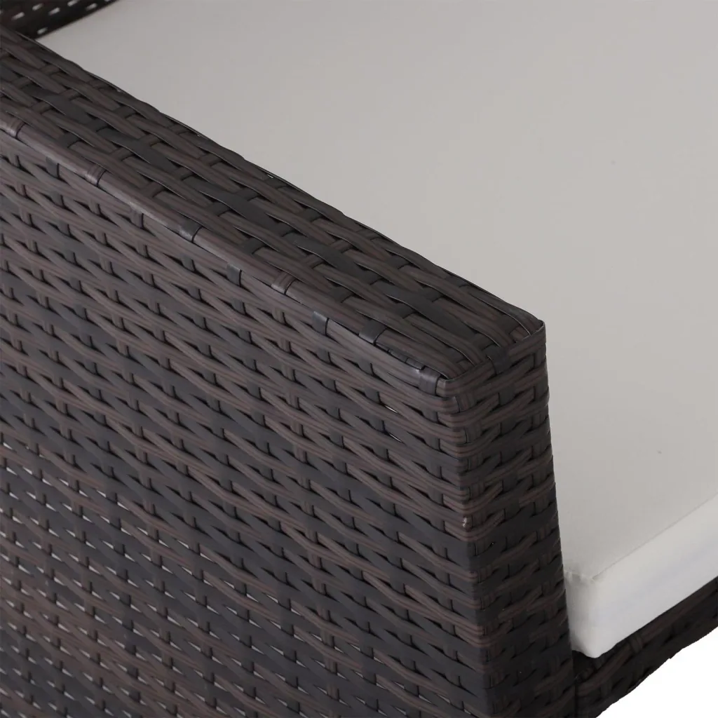 2-tlg, Gartensofa Gartenmöbel Lounge Gartenset Rattanmöbel Braun Polyrattan 1 x Hocker mit Sonnendach
