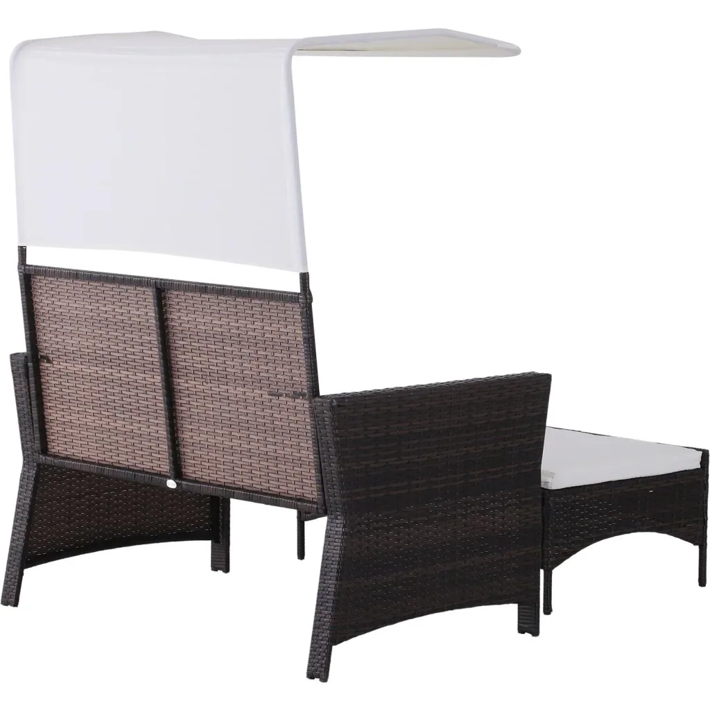 2-tlg, Gartensofa Gartenmöbel Lounge Gartenset Rattanmöbel Braun Polyrattan 1 x Hocker mit Sonnendach