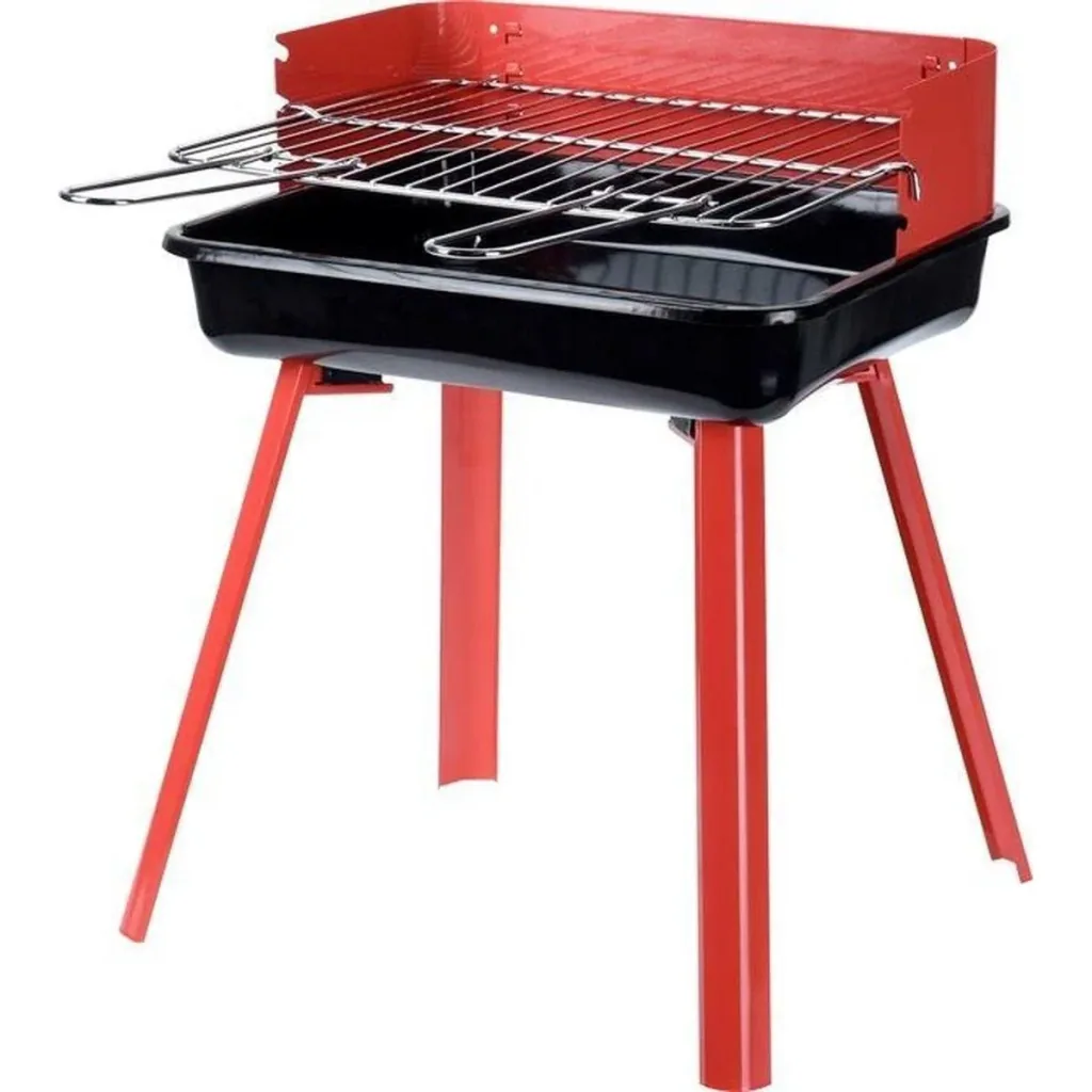 BBQ Holzkohlegrill - Grillfläche 33 x 26 cm - Rot - Kompakt
