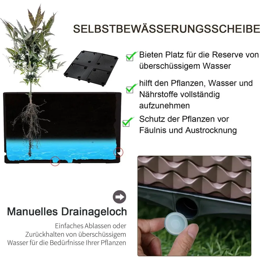Hochbeet 2-teiliger DIY Pflanzkasten mit Rollen Abflusslöchern Pflanzkasten Blumenkasten Frühbeet Kunststoff Braun