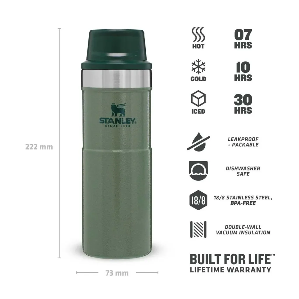 Classic Trigger-Action Travel Mug 0,473 l, Stahl 18/8, Vakuumisolierung, Hammertone Green
