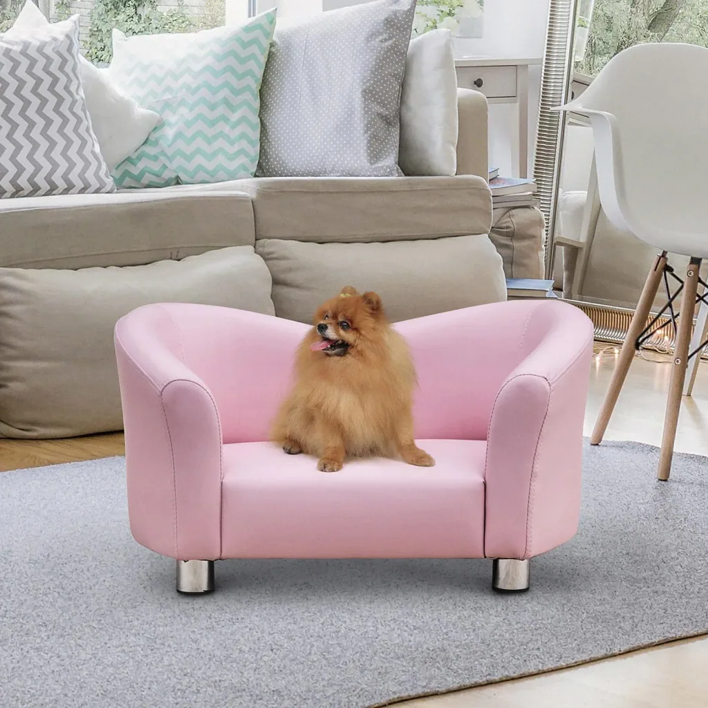 Luxus Hundesofa Hundecouch Kunstleder KatzenSofa rosa