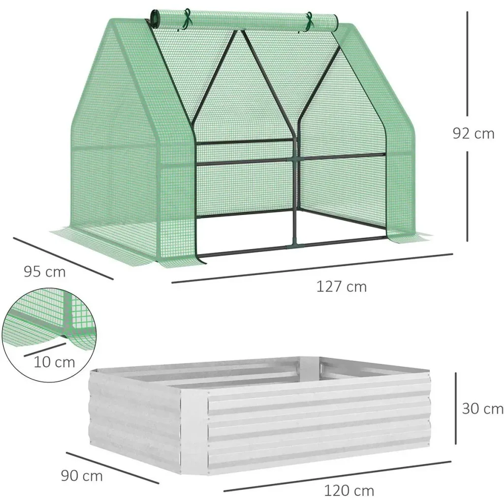 Foliengewächshaus Frühbeet mit Tür zum Aufrollen Gewächshaus Treibhaus Tomatenhaus 127 x 95 x 92 cm Grün