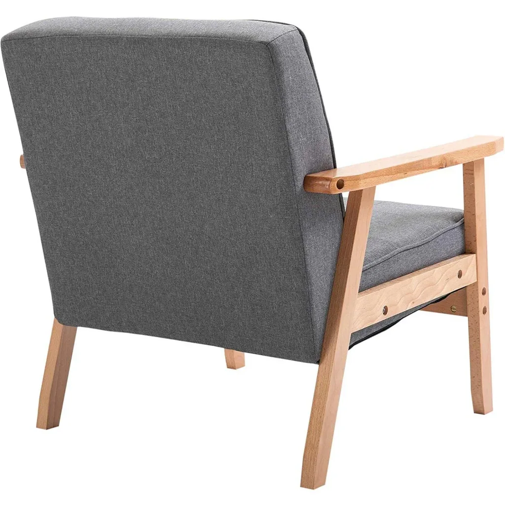 Einzelsofa Loungesessel Polsterstuhl mit Armlehnen Holzrahmen Leinen Grau 64,5 x 70 x 70 cm
