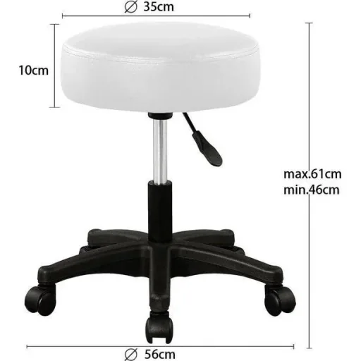 Drehstuhl - Hocker - mit - gepolstertem - Sitz - in - weiß