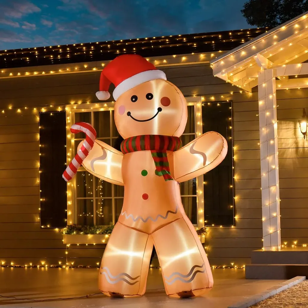 Aufblasbarer Lebkuchenmann 2,4 m Weihnachtsdekoration mit Lichtern Aufblasbares Modell Weihnachten Gärten Dekoration aut