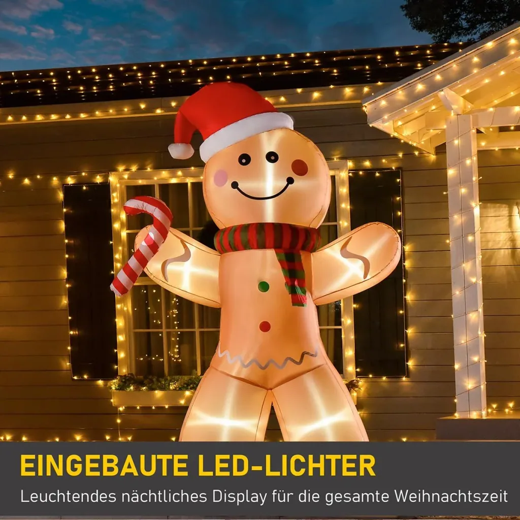Aufblasbarer Lebkuchenmann 2,4 m Weihnachtsdekoration mit Lichtern Aufblasbares Modell Weihnachten Gärten Dekoration aut