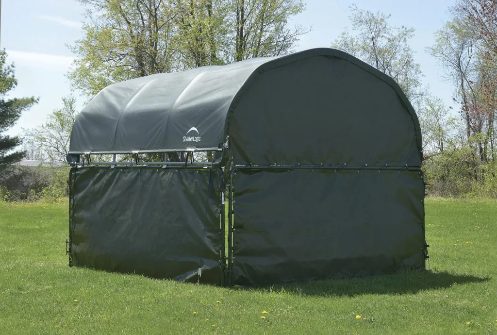 ShelterLogic Weidezelt-Seitenverkleidung 3,7 × 1,5 m Grün – 3 Seitenteile & Rückwand ohne Stahlgestell
