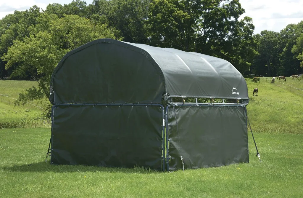 ShelterLogic Weidezelt-Seitenverkleidung 3,7 × 1,5 m Grün – 3 Seitenteile & Rückwand ohne Stahlgestell