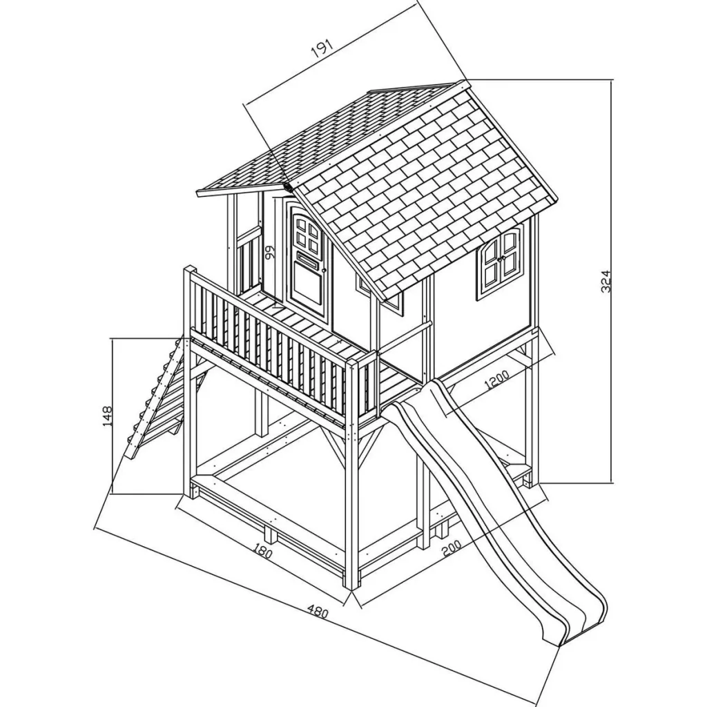 Andy Spielhaus Braun/Grün - Grüne Rutsche