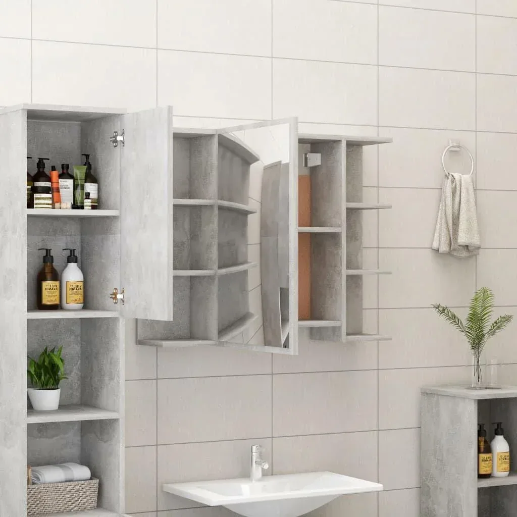 Badspiegelschrank 80x20,5x64 cm Spanplatte betongrau