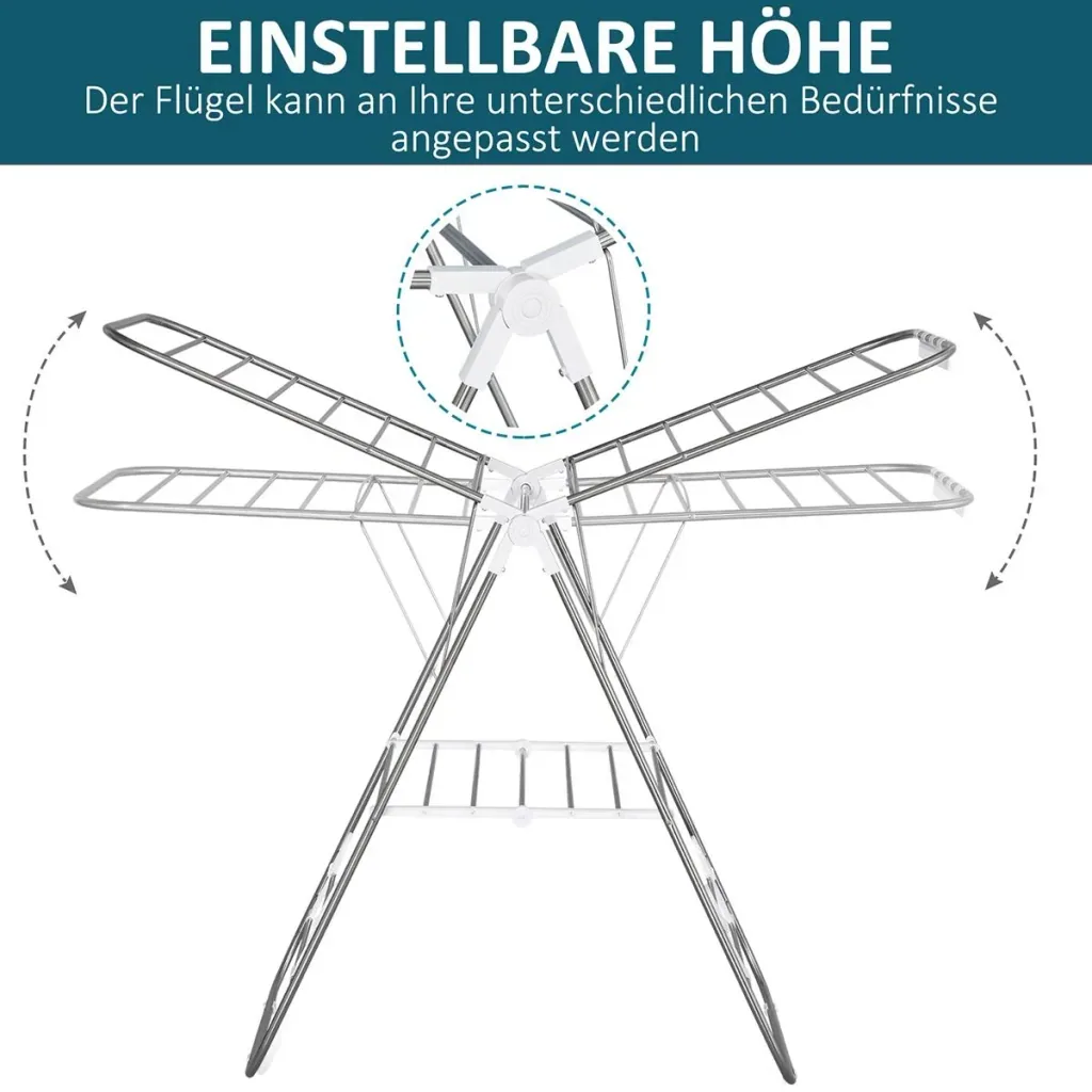 Wäscheständer klappbar silber/weiß