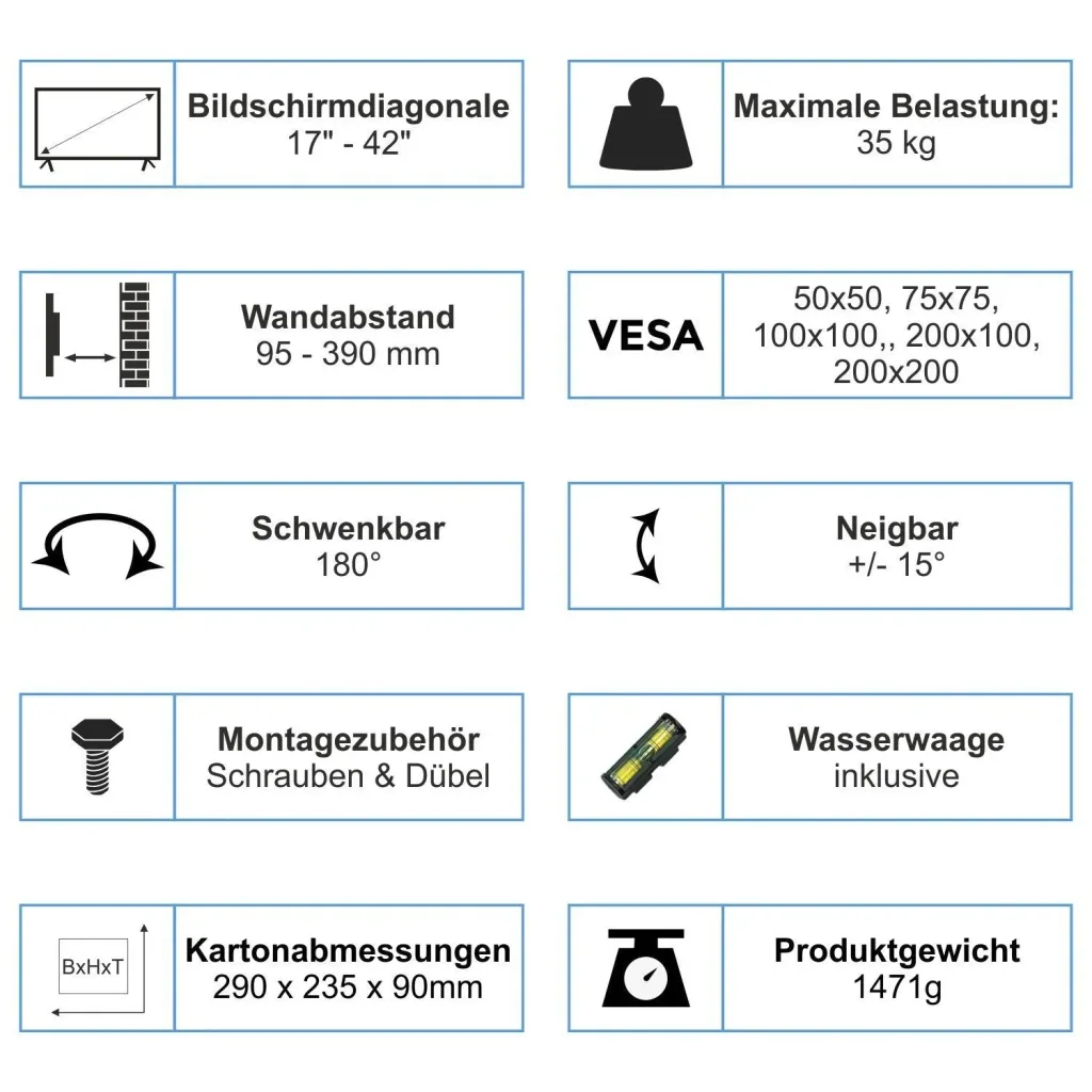 PURE LCD TV Wandhalter 17-42 Zoll