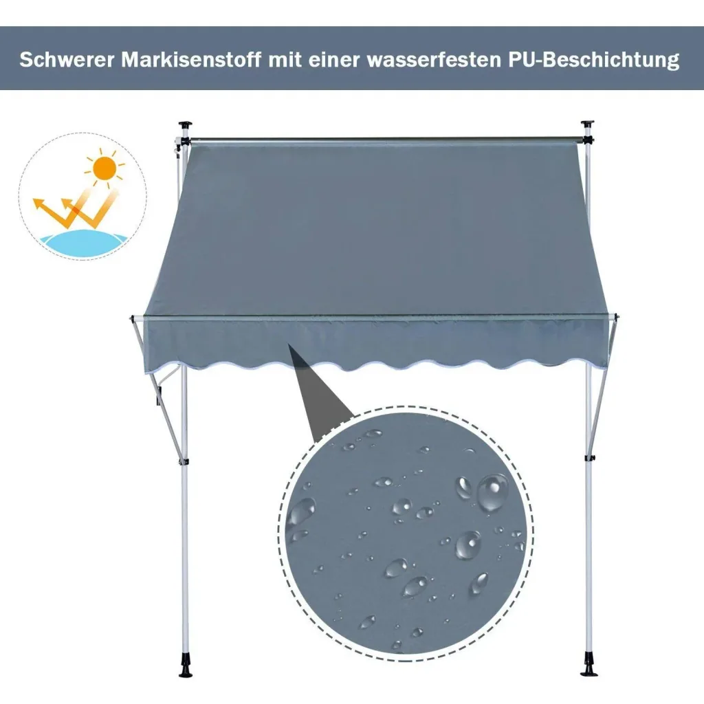 Markise Klemmmarkise Grau 200 x 150cm