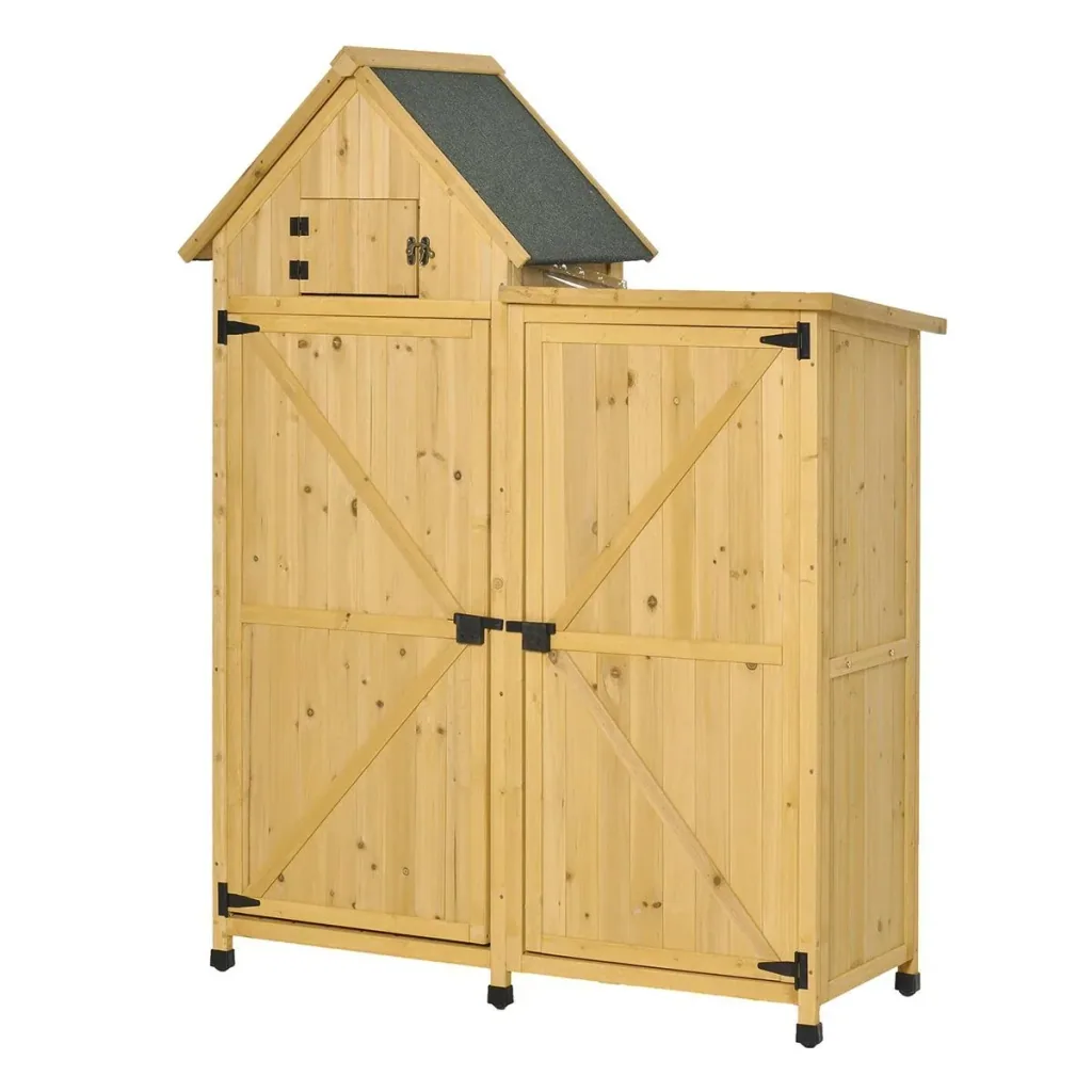 Gartenhaus Gerätehaus Gartenschuppen Doppeltür-Design Holz für den außenbereich wetterfest 138 x 54,5 x 175 cm Gelb