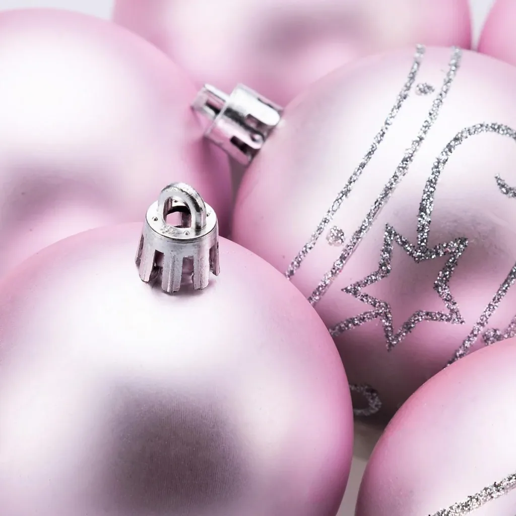 Weihnachtskugeln 24 Stück Rosa - Durchmesser 6cm