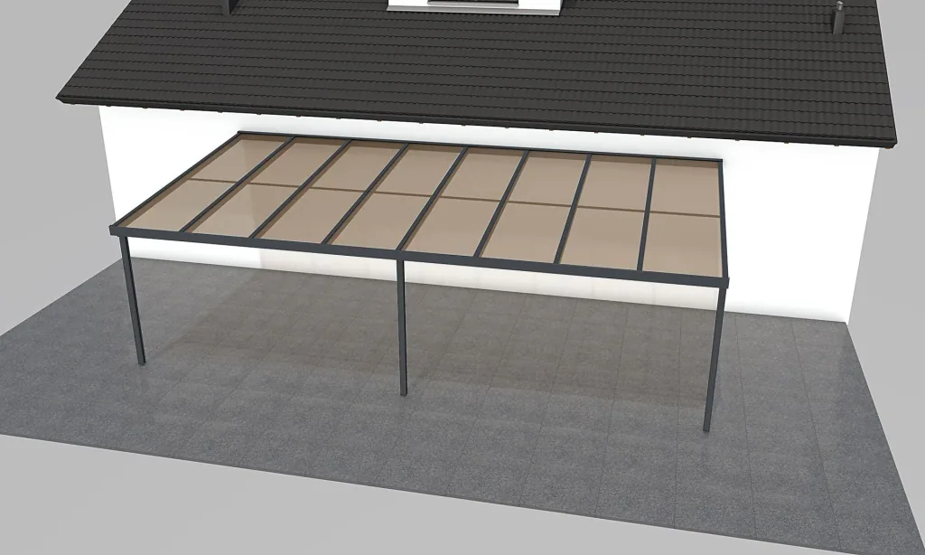 Terrassendach Premium, anthrazit, 8125 x 4060 mm - Acryl Stegplatten 16mm, bronze