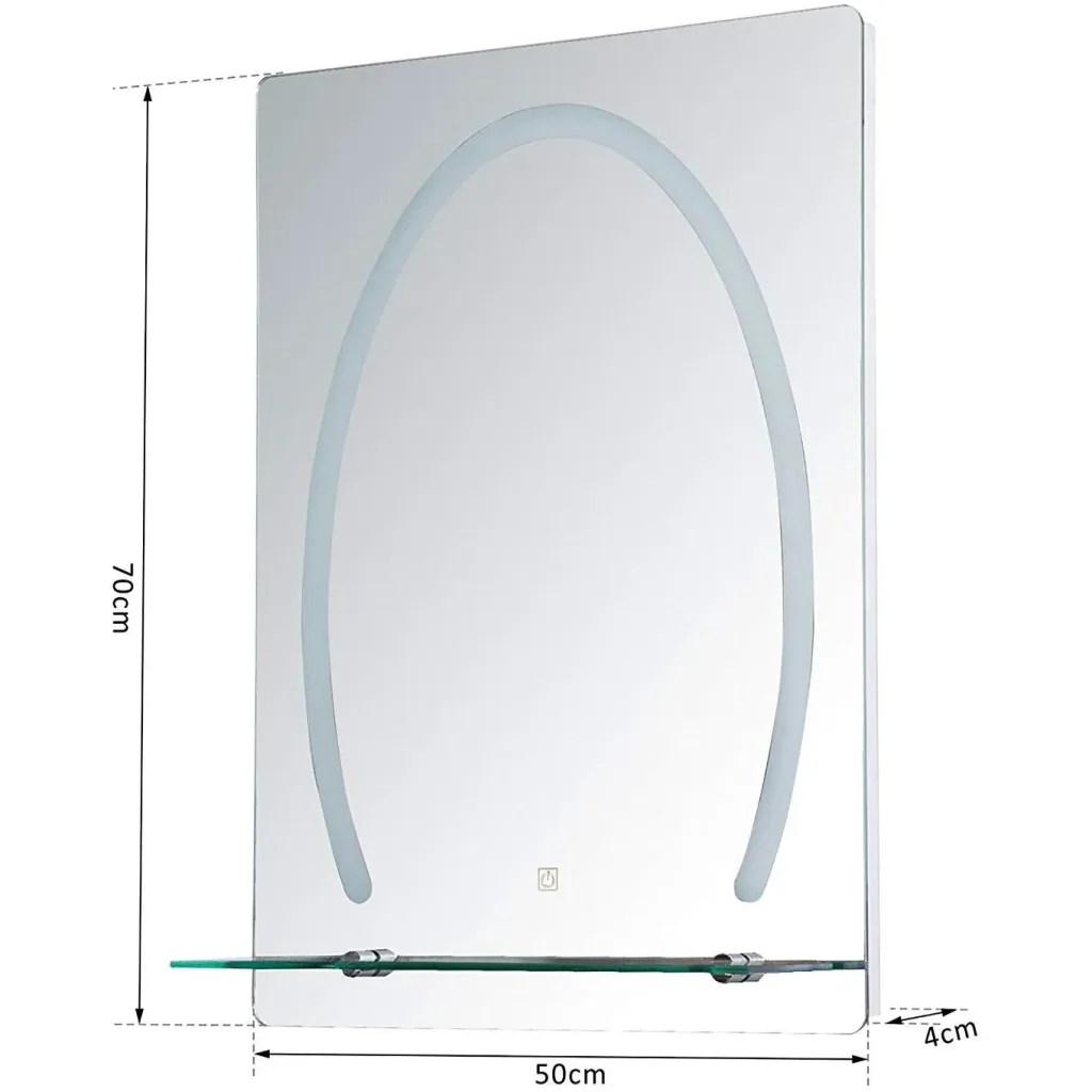 kleankin® LED Badspiegel Badezimmerspiegel Glas-Ablage 30W 70x50cm