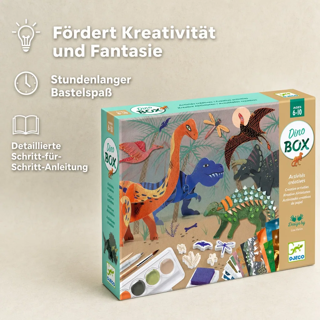 Djeco Bastelset, Kreativitätsset, Multi Activity Kit - Dinosaurier