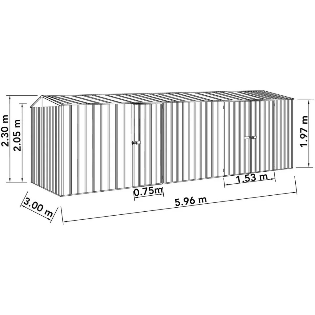 Absco Highlander MB60303HK Metallschuppen - 596x300x230 cm