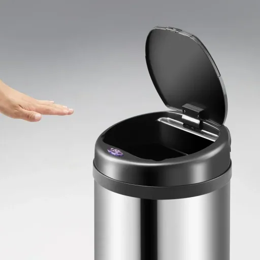 Automatischer Edelstahl-Mülleimer mit Sensor - 56 L - Silber