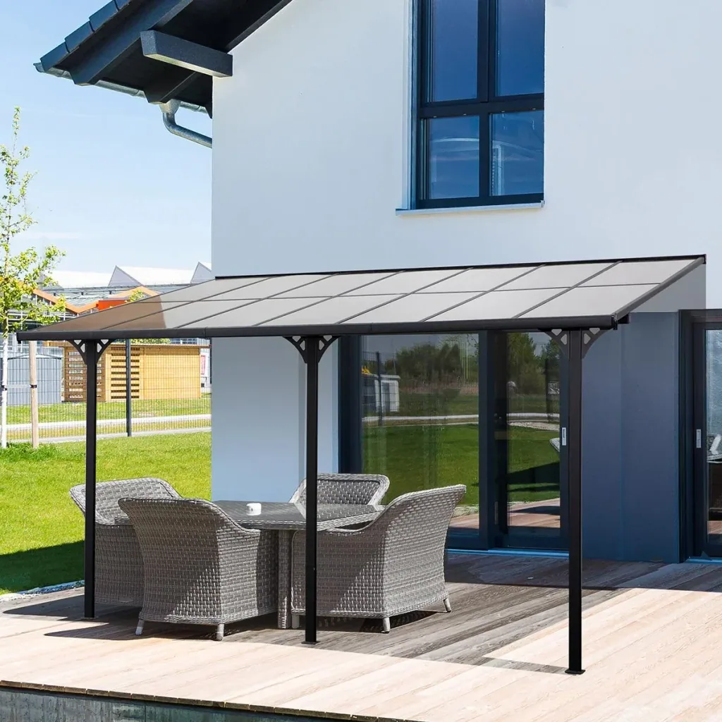 Pergola Pavillon 4 x 3 m Gartenpavillon Überdachung Zelt 225-270 cm höhenverstellbar Sonnenschutz Terrassendach Anbaupa