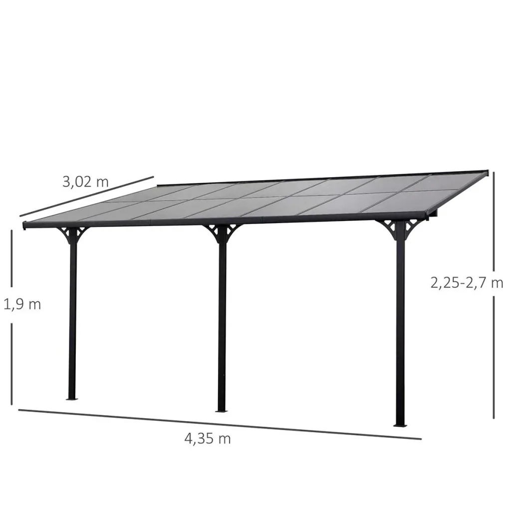 Pergola Pavillon 4 x 3 m Gartenpavillon Überdachung Zelt 225-270 cm höhenverstellbar Sonnenschutz Terrassendach Anbaupa