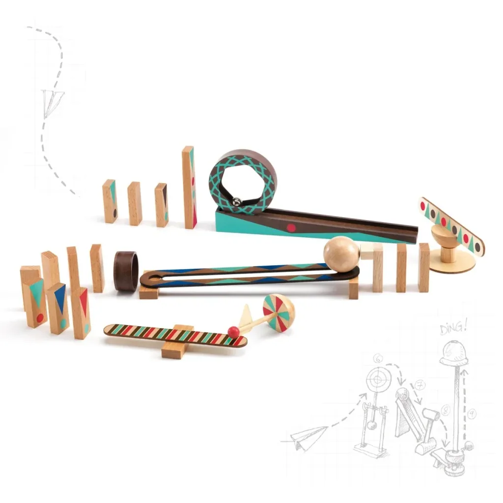 Djeco Baukasten, Denkspiel, Holzbaukasten - Zig & Go, 28 Teile