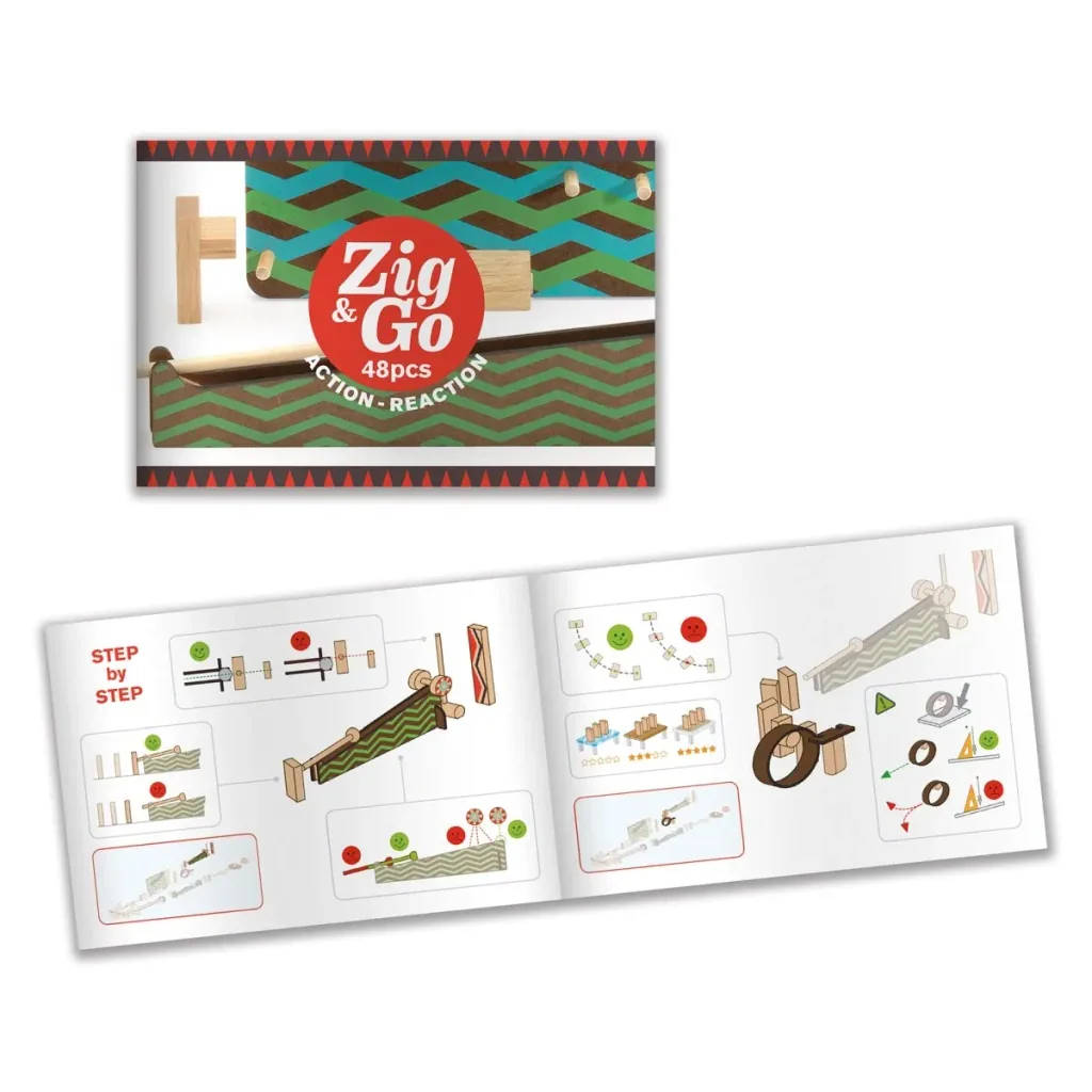 Djeco Baukasten, Denkspiel, Holzbaukasten - Zig & Go, 48 Teile